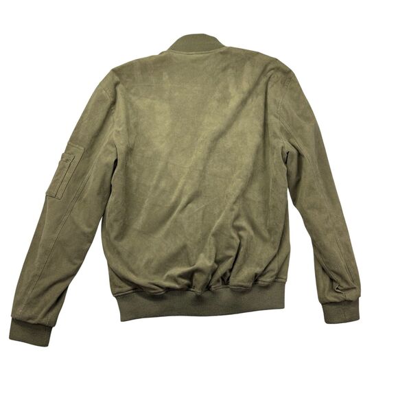 Slate & Stone Jacket Men's XL Green Lined Bomber Full Zip Faux Suede Pockets - Picture 2 of 11